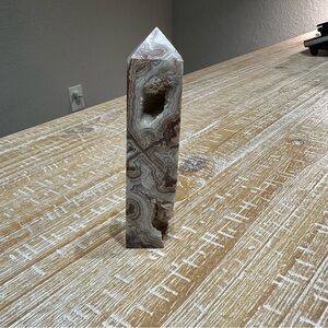 Mexican Crazy Lace Agate Tower with Druzy